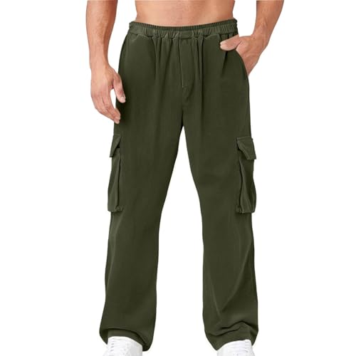 Work Pants for Men Corduroy Casual Elastic Waist Straight Leg Sweatpants Lightweight Soft Comfy Pant with Pockets