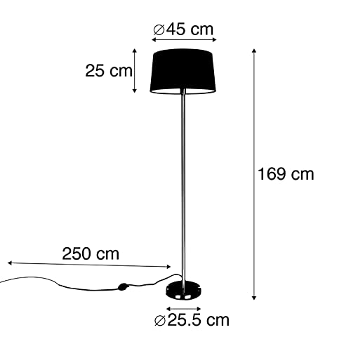 Qazqa Vloerlamp Zwart Met Zwarte Linnen Kap 45cm Verstelbaar - Parte