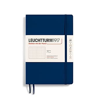 LEUCHTTURM1917 Notebook Softcover Medium A5 - Numbered Pages, Dotted, Navy
