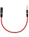 3.5mm Male to Female Audio Extension Cable, iMangoo Auxiliary Stereo Aux Cable (20cm/0.65ft) Headphone Earphone Audio Cable for Cell Phone iPhone 7 Plus 6s Galaxy Note 7 S7 Edge Smartphone Black/Red