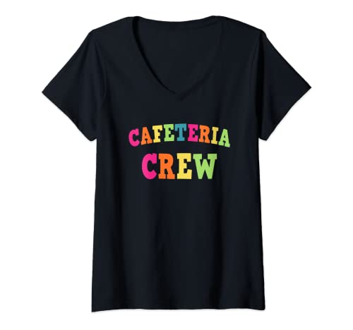 Mujer Cafetería Crew Lady Pricess Lunch Worker Squad Heart Camiseta Cuello V