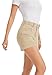 Metietila High Waist Khaki Denim Shorts for Women Retro Double Button Slim Fit Stretchy Casual Summer Shorts XL