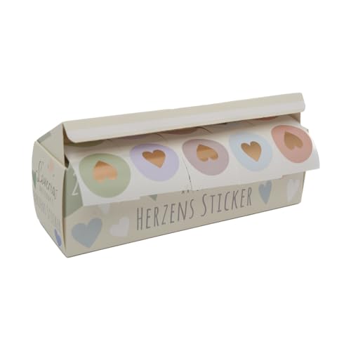 Loveria Sticker Set Herzen | 250 Herzsticker in 5 Farben 50 Aufkleber pro Farbe | ideal für Hochzeit Geschenke DIY Briefe Postkarten Valentinstag | Größe: ca. 2 9 cm