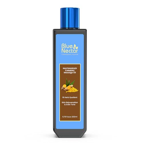Blue Nectar Nalpamaradi Tailam Skin Brightening and Radiance Oil with Turmeric and 16 Ayurvedic Herbs(200ml,6.76 fl oz)
