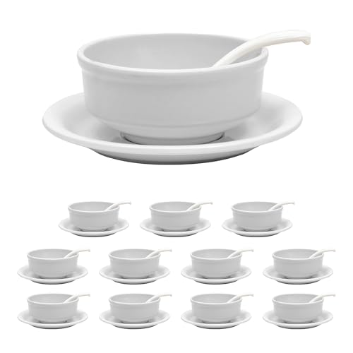 Image of Ariya Melamine French Soup Bowl Set Pure Ivory Collection Set of 12