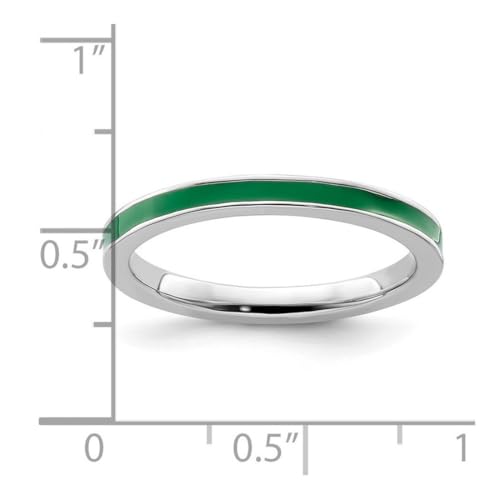 Bague empilable en argent 925 avec émail vert de haute joaillerie - 2