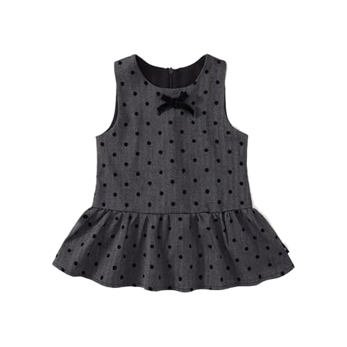 Toddler Girl Crewneck Sleeveless Princess Dress Polka Dot Peplum Hem Dresses
