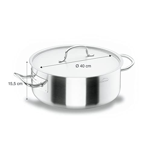 Marmite faitout 40 cm Lacor grand récipient de cuisson en inox