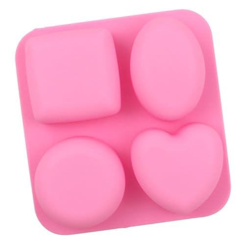 Image of MoldBerry Silicone Soap Mold 4-in-1 | Round, Square, Oval & Heart Shape Mould | Multi-Purpose for Soap, Bath Bombs, Candle, Cake & Pastry | Multicolor (Pack of 1)