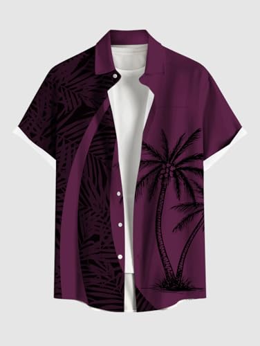 Image of ROSE GAL Matchable Couple Hawaiian Coconut Tree Print Shirt or Plus Size Knee Length Fit and Flare Tank Dress
