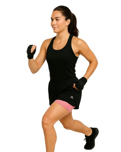 Image of Women's 2-in-1 Running Shorts | Quick-Dry Double Layer Gym Workout Shorts | Inner Compression Liner + Pockets | Lightweight Breathable Athletic Sports Shorts for Training Yoga