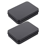 Toyvian Organizador de Naipes y Tarjetas de Juego en Caja de Hierro Resistente, Tamaño Pequeño, Doble Color Negro, Estuche para Baraja de Cartas, Almacenamiento para Oficina y Hogar, Pack