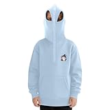 Dasongff Sturmhaube mit Reißverschluss, für Jungen, Balaclava, Kapuzen-Sweatshirt, Fleece, einfarbig, Y2K, Hoodie, große Größe, Sweatshirts, Windjacke, Zwischensaison, Fahrradmaske, Motorrad, Mantel