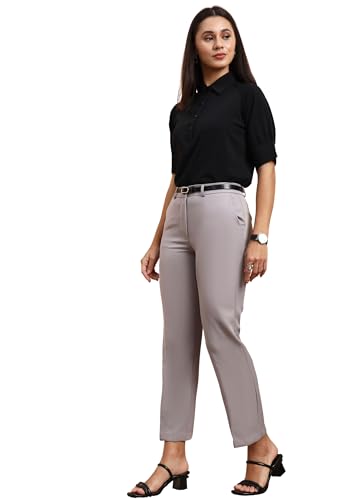 Image of FRAULEIN Women Formal Trousers | Slim Fit Office Pants | Ankle Length Work Pants | Business Casual Corporate Wear