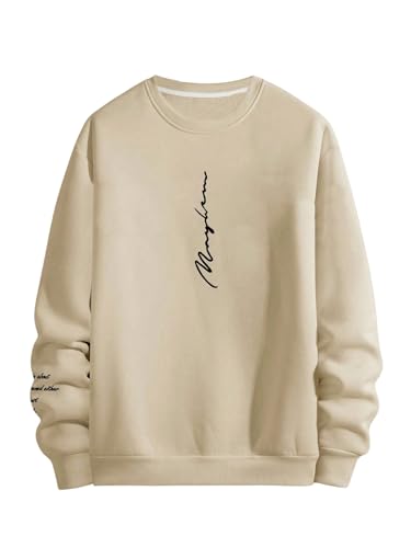 GORGLITTER Mens Crewneck Sweatshirts Letter Graphic Print Long Sleeve Pullover Tops