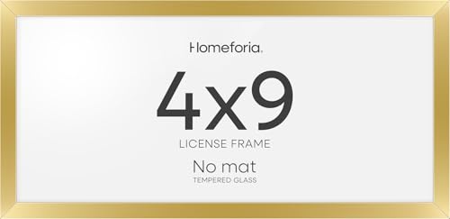 Image of Homeforia 4x9 Business License Frame Gold, High End Metal 4 x 9 Gold Certificate Frame with Real Glass, 9x4 Document Frames for Wall or Tabletop, 4by9 Picture Frame, Tempered Glass, Wall Kit, Set of 2