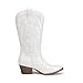 DREAM PAIRS Women's Cowboy Cowgirl Boots Embroidered Pointed Toe Low Heel Western Mid Calf Boot for Theme Party Country Concert,Size 8.5,White,DWUMMB2503