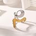 kepvrio Chunky Rings for Women,Gold Silver Two Tone Asymmetrical Wavy Curve Open Ring Dainty Adjustable Stainless Steel Wrap Around Ring Fashion Minimalist Statement Jewelry Accessories Style4