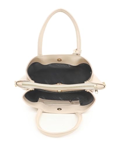Image of Carrylux Women's Top Handle Bag | Hand Held bag | Stylish Patent Synthetic Leather Handbag with Dual Handles & Detachable Sling Strap | Beige Shoulder Purse for Work & Casual Outings