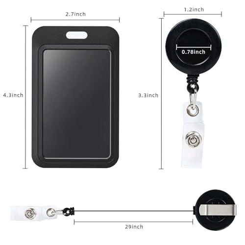 Image of Badge Holder with Retractable Round Reel Clips for ID Card Name Key Chain Office Worker Doctor Nurse Teacher Student Women Men