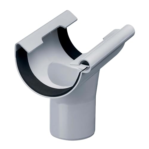 INEFA Ablaufstutzen halbrund, PVC NW125/DN100 Grau Einhangstutzen Dachrinnenzubehör, einfache Steckmontage, Made in Germany