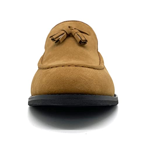 CMM Men's Suede Slippers Loafers Dress Shoes with Tassel Flats Slip-on Prom Loafer3