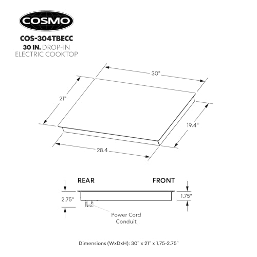 30 in. Vista Coll 4 Burner Electric Cooktop Triple Zone Burner Sync Burners by COSMO - Image 5