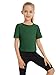 CharmWM Girls Workout Summer Crop Tops Kids Fashion Crew Neck Cropped Split Back Athletic Gym Exercise Short Sleeve T Shirts Basic Tees Size 3-14 Years Dark Green