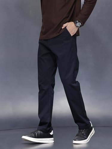 Image of WROGN Men's Cotton Stretch Trousers | Relaxed Fit