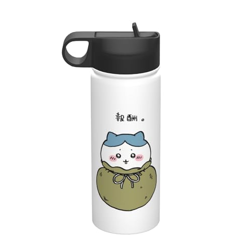 ステンレスカップ ちいかわ ハチワレ コーヒーカップ 車用 タンブラー かわいい 大容量 保温 保冷 真空断熱 蓋付き 水筒 ウォーターボトル 取っ手付き 持ち運びやすい スポーツ アウトドア オフィス 家庭用 車用 男女兼用 誕生日プレゼント 500ml