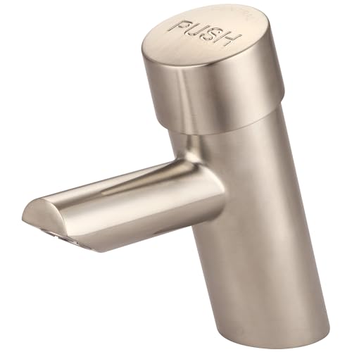 Central Brass 0357P-BN Slow-Close Single Handle Basin Metering Faucet w/Optional Deckplate Plain Indicator in PVD Brushed Nickel