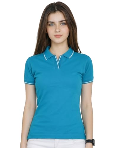 Image of Scott International Women's Cotton Polo T-Shirt | Half Sleeve Plain Collar Tee | Stylish Casual Top | Plain T-Shirt for Girls | Workwear for Office & Casual Wear