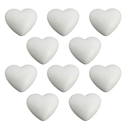 Styropor Cœur de 5 cm-10 pièces à bricoler et à décorer, Polystyrène, Blanc, 5 cm