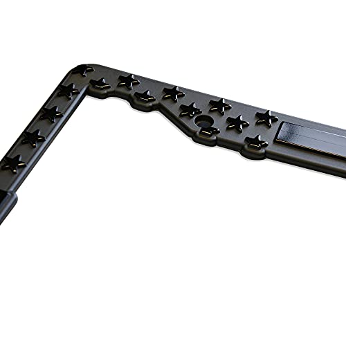 Dillenco Patriotic American Flag License Plate Frame Bracket. 3D Embossed Set Of Two. (Black On Black) #TOP2