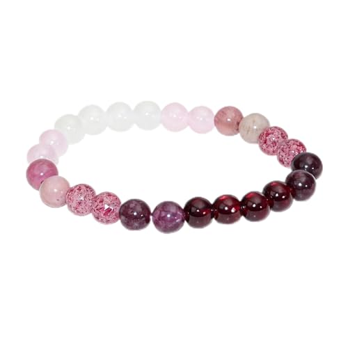 Image of DIDIDOUDOU Pink Beaded Bracelet For Women Made Of Natural Garnet 8mm Round Beads Suitable For Yoga And Stress Relief