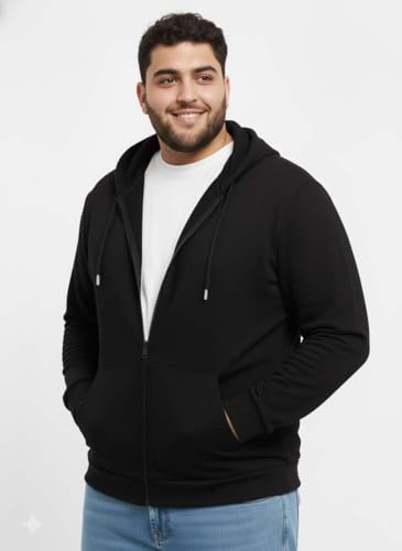 Image of UNSTD Men Solid Maroon Zip-Up Hoodie | Full Sleeve Hooded Sweatshirt with Kangaroo Pockets | Casual Winter Wear for Men