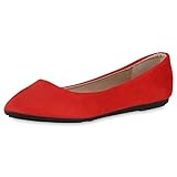 ballerina slipper  SCARPE VITA Damen Klassische Ballerinas Slip On Schuhe Wildleder-Optik Flats Flache Abendschuhe Slipper 191329 Rot 36