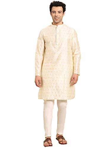 Image of Men's Navy Blue Cotton Festive Wear Regular Fit Woven Design Kurta | Indian Wedding Wear Kurta | Festive Ethnic Kurta