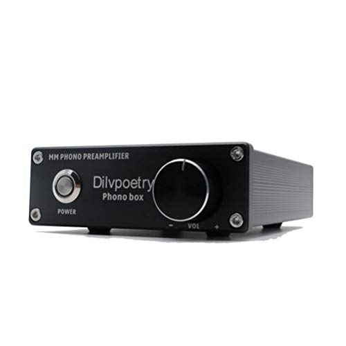 Dilvpoetry Phono Box MM Phono Preamp for Turntable Audio Phonograph Preamplifier Pre amp with DC12V(Black)