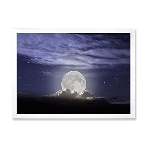 Cadre déco pleine lune nuit nuageuse tableau mural DesignQ