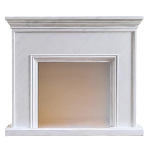 Fireplace Surround White Faux Marble Fireplace Mantel Classic Decorative Wooden Surround(Large)