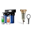 iSpring WGB21B 2-Stage Whole House Water Filtration System & WSP-100 Reusable Whole House Spin Down Sediment Water Filter, 100 Micron Flushable Prefilter Filtration