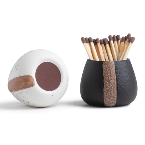 ceramic match holders with striker - set of 2 - candle accessories - candle lover gifts - housewarming gift - matches not included