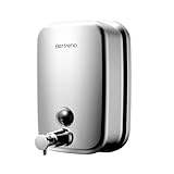 Bertreno Commercial Soap Dispenser Wall Mount Stainless Steel Soap Dispensers Liquid Manual Anti-Leak Pump Hand Soap Dispenser for Bathroom Kitchen Silver (17 fl.oz./500ml)