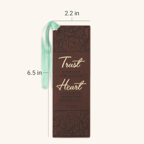 Image of Christian Art Gifts Premium Faux Leather Floral Bookmark: Trust in The Lord