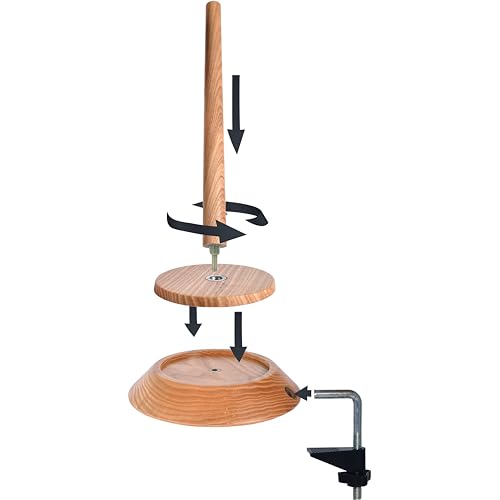 Image of BARVA Yarn Holder 22 Lb Capacity w /Table Clamp for Chunky Yarn | Smooth Bearing Spinner & Big Rubber Anti Slip Pads for Stability | European Wood Crochet Accessories and Pro Tools for Fiber Crafts