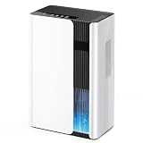 Globexis Dehumidifiers for Home, Quiet Dehumidifier for Bedroom for Small Spaces up to 800 sq.ft., 102oz Water Tank, Auto Shut-Off, Timer, 7-Color Light, Portable for Bathroom, Closet, RV, White