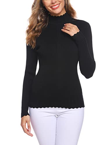 Sykooria Jersey elegante para mujer con cuello alto 2-schwarz L