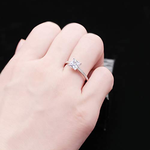 Uloveido Womens's 925 Sterling Silver Princess Cut Simulated Diamond Solitaire Engagement Ring 2g LJ0782