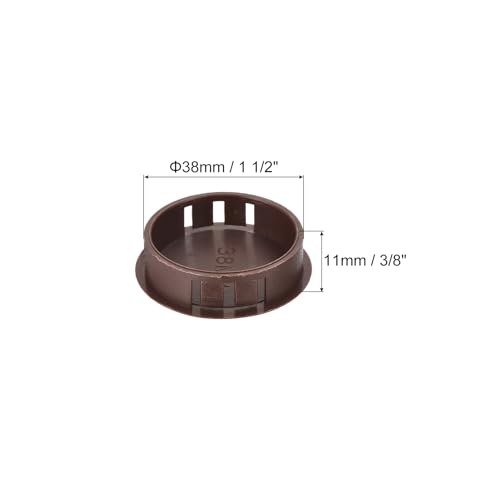 Image of MECCANIXITY 64PCS 38mm(1 1 /2 inch) Brown Plastic Hole Plugs, Flush Type Panel Hole Plugs Insert End Caps for Locking Hole Tubes Furniture Cabinet